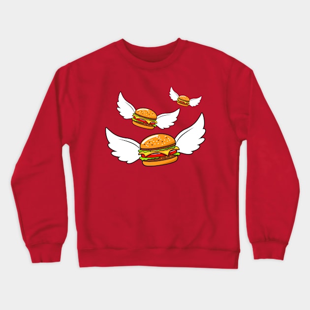 Flying Burgers Crewneck Sweatshirt by capesandrollerskates 